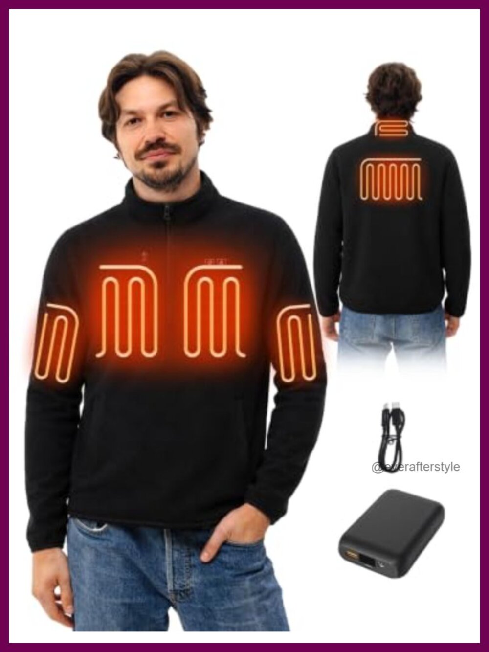 Men's Heated Quarter-Zip Pullover with 12V 16000mAh Power Bank